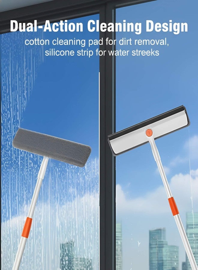 Vanteen Extendable Window Squeegee, 2 in 1 Shower Squeegee Head with Cleaning Cloth & Telescopic Stainless Steel Handle Up to 50 inch – Clean Windows, Glass Doors, Car Windshields Effortlessly - Image 5
